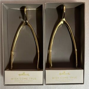 Hallmark Wish Come True Engraved Wishbone Decoration New Lot Of 2
